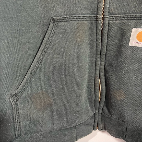 Carhartt Rain Defender Black Long Sleeve Full Zip Fleece Hooded Jacket Mens 2XL - Picture 5 of 10